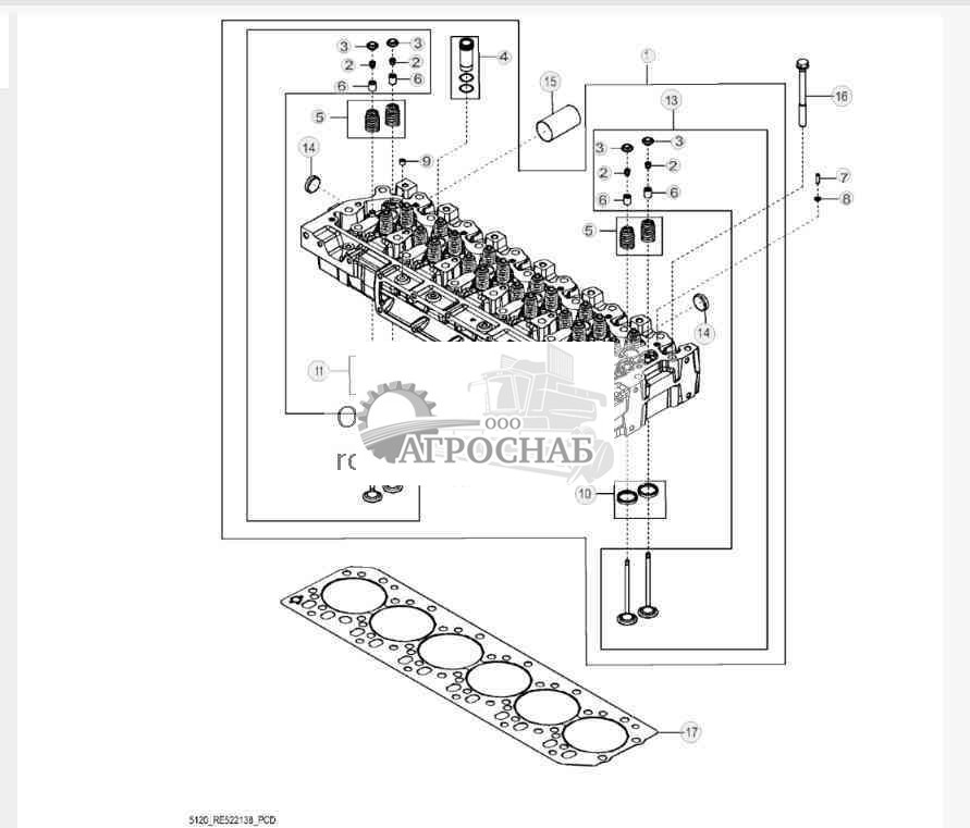 5120 Головка блока цилиндров с клапанами 